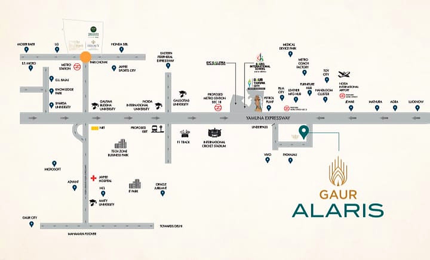 Gaur Alaris location map — Yamuna Expressway